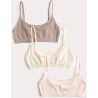 M&S 3 Pack Seamless Non Wired Micro Crop Tops Oatmeal Mix