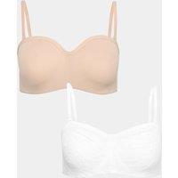 M&S 2 Pack Jasmine Lace Wired Strapless Bras (A-E) White Mix