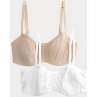 M&S 2 Pack Jasmine Lace Wired Strapless Bras (A-E) White Mix