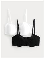 M&S 2 Pack Jasmine Lace Wired Strapless Bras (A-E) White Mix