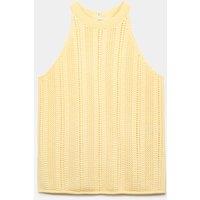 M&S Cotton Rich Crochet Style Knitted Vest Pale Yellow