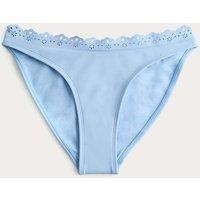 M&S Sculpt Broderie Trim High Leg Bikini Bottoms Bluebell
