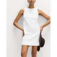 M&S Linen Rich Scallop Mini Shift Dress White