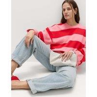 M&S Cotton Rich Striped Sweatshirt Pink Mix