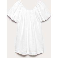 M&S Linen Rich Puff Sleeve Mini Smock Dress White