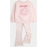 M&S 2 PIece Cotton Rich Beach Vibes Outfit (2-10 Yrs) Pale Pink
