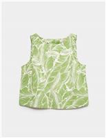 Linen Rich Leaf Print Vest Top