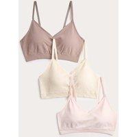 M&S 3pk Seamless Non Wired Bralettes Oatmeal Mix