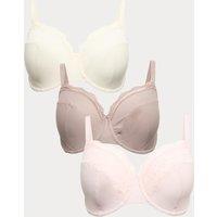 M&S 3pk Wired Full Cup Bras F-H Pink Mix