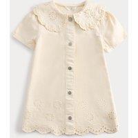 M&S Cotton Rich Broderie Collar Dress (2-10 Yrs) Light Cream