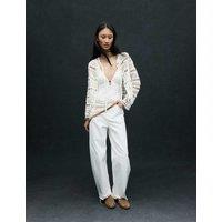 M&S Pure Cotton Tie Fastening Cropped Cardigan Vanilla