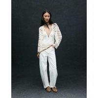 M&S Pure Cotton Tie Fastening Cropped Cardigan Vanilla