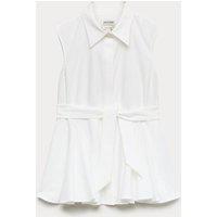 JAEGER Pure Cotton Tie Front Blouse Ivory