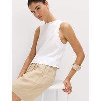 M&S Linen Rich Scallop Vest Top White