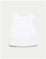 M&S Linen Rich Scallop Vest Top White