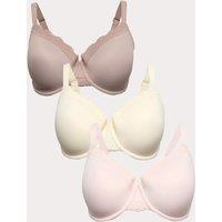 M&S 3pk Wired Full Cup Bras F-H Pink Mix