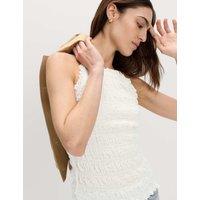 M&S Cotton Rich Textured Square Neck Cami Top Soft White