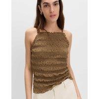 M&S Cotton Rich Textured Square Neck Cami Top Olive