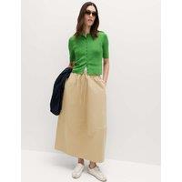 M&S Pure Cotton Cocoon Shape Midi Skirt Sandstone