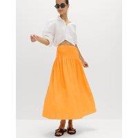 M&S Linen Rich Shirred Tie Detail Maxi Skirt Mango