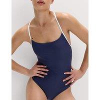 Goodmove Tummy Control Contrast Scoop Neck Swimsuit Indigo