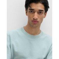 M&S Cotton Rich Textured Knitted T-Shirt Soft Blue