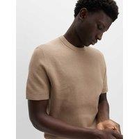 M&S Cotton Rich Textured Knitted T-Shirt Mushroom