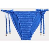 M&S Striped Tie Detail High Leg Bikini Bottoms Blue Mix
