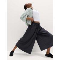 Goodmove Woven Lightweight High Waisted Wide Leg Culottes Carbon