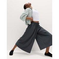 Goodmove Woven Lightweight High Waisted Wide Leg Culottes Carbon