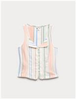 Linen Rich Lace Insert Corset Top