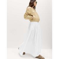M&S Pure Cotton Pleated Maxi Skirt White