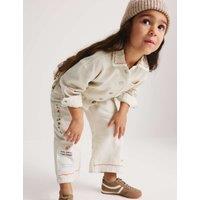 M&S Embroidered Denim Jacket (1-8 Yrs) Ecru Mix