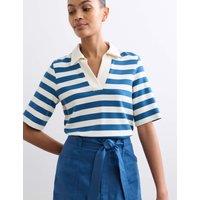 JAEGER Cotton Modal Blend Striped T-Shirt Blue Mix