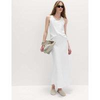 M&S Linen Look Midaxi Slip Skirt White