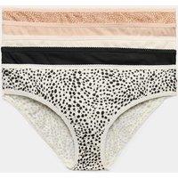 M&S 5pk Pure Cotton Bikini Knickers Black Mix