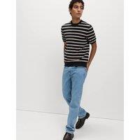 M&S Cotton Rich Striped Knitted T-Shirt Navy Mix