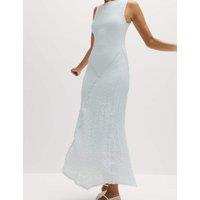 M&S Cotton Rich Textured Midaxi Column Dress Blue