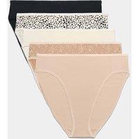 M&S 5pk Pure Cotton High Leg Knickers Black Mix