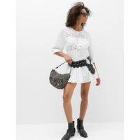 M&S Pure Cotton Lace Mini Waisted Dress White