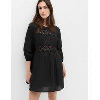M&S Pure Cotton Lace Mini Waisted Dress Black