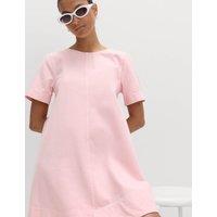 M&S Pure Cotton Denim Mini T-Shirt Dress Pink