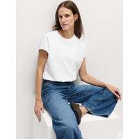 M&S Cotton Rich Bubble Hem T-Shirt Ivory