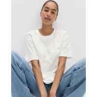 M&S Pure Cotton Appliqu T-Shirt Soft White