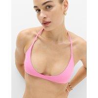 M&S Floral Trim Halterneck Bikini Top Pink