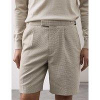 Autograph Regular Fit Textured Linen Shorts Oatmeal Mix