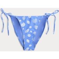 M&S Tie Side High Leg Bikini Bottoms Blue Mix