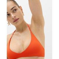 M&S Floral Trim Halterneck Bikini Top Orange