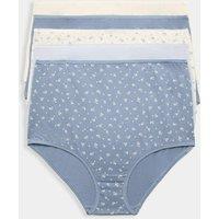 M&S 5pk Pure Cotton Full Briefs Blue Mix