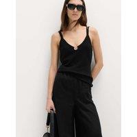 M&S Cotton Rich Keyhole Detail Knitted Vest Black